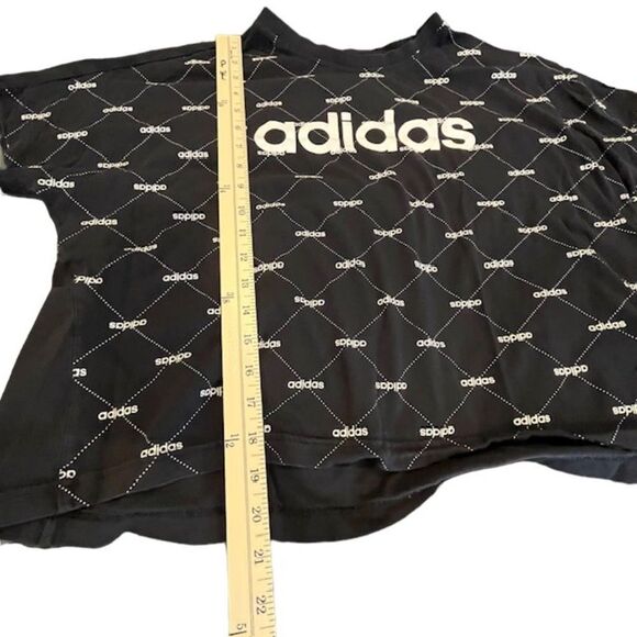 Adidas Core Logo Linear Women's Graphic Tee Short Fit Size Large Black - Picture 7 of 8